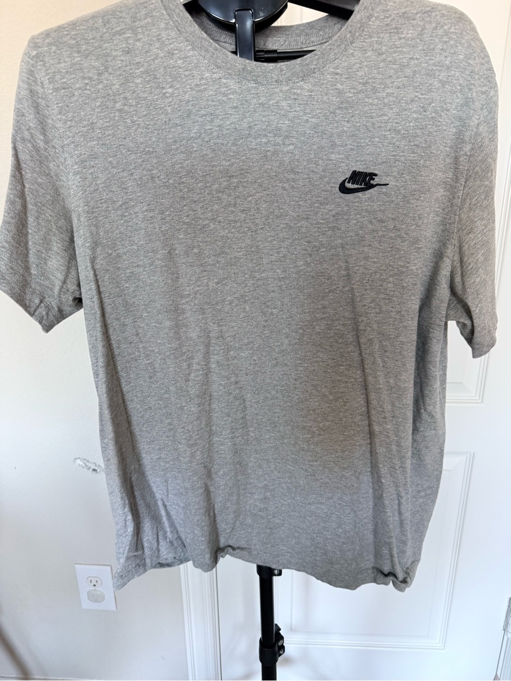 Nike Gray Crew T-Shirt with Black Swoosh Logo